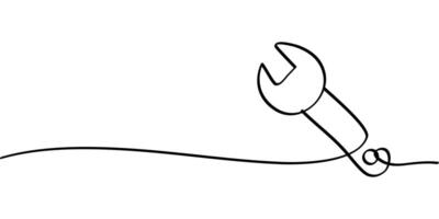 continuous line drawing of wrench symbol. abstract line art illustration vector
