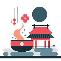 Relaxing Hot Spring Bath in a Scenic Nature Setting Illustration 2 vector