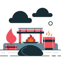 Conceptual Illustration of a Serene Hot Spring Surrounded by Nature vector