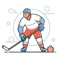 Conceptual Illustration of a Hockey Player in Dynamic Action vector
