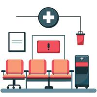 Modern Hospital Waiting Room with Comfortable Seating and Informative Display vector