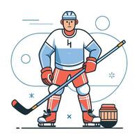 Dynamic Illustration of a Hockey Player in Action, Dribbling the Puck with Confidence vector