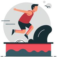 Depiction of a Person Leaping into a Serene Lake for an Immersive Experience vector