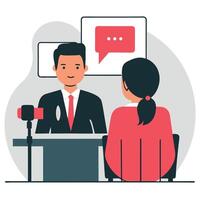 Conceptual Illustration of the Modern Interview Process with Two Candidates and an Interviewer vector