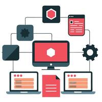 Visualizing the Concept of JavaScript Frameworks in a Modern Illustration vector