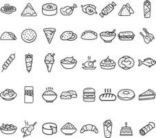 Food Icons Bundle with Various Culinary and Dining-Themed Elements vector