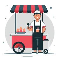 Delightful Ice Cream Vendor Concept in a Vibrant Setting vector