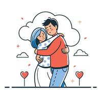 Concept Illustration of a Warm and Heartfelt Hug Shared Between Two Individuals vector