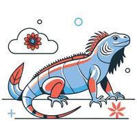 Intriguing Concept Illustration Depicting an Iguana in a Surreal Environment vector