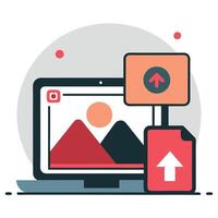 Conceptual Illustration of an Image Uploading Process vector