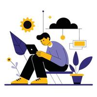 Visual Metaphor of Idleness Person Lost in Tranquil Daydream vector