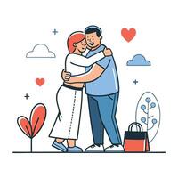 Two People Embracing in a Warm and Affectionate Hug, Illustrating the Concept of Human Connection vector