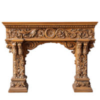 Antique Console Table Carving on transparent background. png