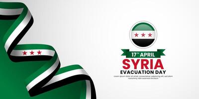 Syrian flag banner on white background for Syria Evacuation day with blank space area for text vector