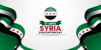Syrian flag wavy banner background for Syria Evacuation day with blank space area for text vector