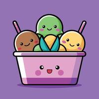 Soft serve ice cream with a smiling and joyful look vector