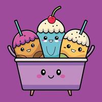 Ice cream dessert with a happy and colorful look vector