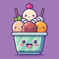Smiling ice cream dessert with cherry topping vector