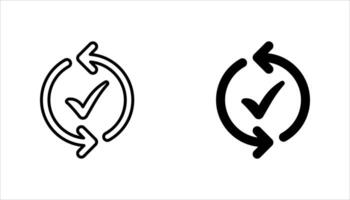 Checking process linear icon set. Successfully checked. Check mark with circle arrows. illustration on white background.. vector