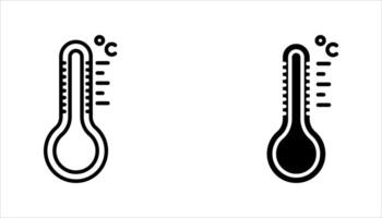 Thermometer icon set in flat style. Climate control illustration on isolated background. Weather change sign business concept vector