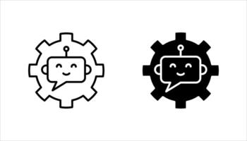 Set of artificial intelligence icons. Contains machine learning, data science, virtual assistant, technology, Turing test, on white background... vector