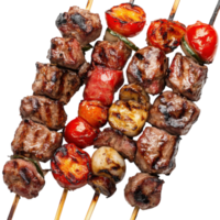 Delicious Grilled Meat Skewers on transparent background. png