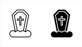 Tombstone icon set, Tombstone linear style sign for mobile concept and web design, Halloween tombstone outline icon, vector