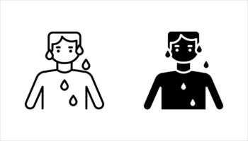 Icon set of Sweating Person with Sweat Drops, vector