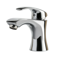 Silver Basin Mixer Closeup on transparent background. png