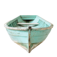 Tranquil Teal Rowboat Scene on transparent background. png