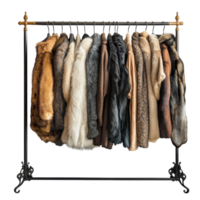 Luxury Fur Coat Wardrobe on transparent background. png