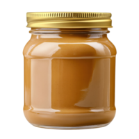 Creamy Peanut Butter in Jar on transparent background. png