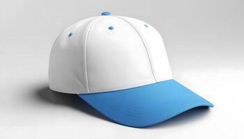 White and Light Blue Baseball Cap Mockup A Stylish and Clean Design Mock up template for design print photo