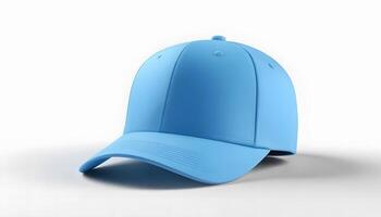 Sky Blue Baseball Cap Mockup on White Background Mock up template for design print photo