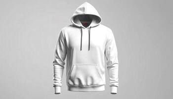 Blank White Hoodie Mockup Perfect for Design Presentation Mock up template for design print 3D redering photo