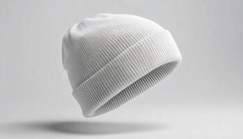 White Knit Beanie Hat Product Photography Mock up template for design print photo