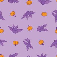 Seamless Pattern of Bat Animal Pumpkin Background for Fashion Wrapping Print Fabric Surface vector