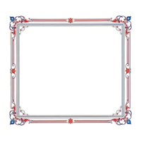 a red and blue frame with a scroll pattern png