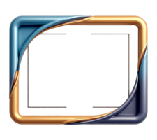 a blue and gold frame with a curved edge png