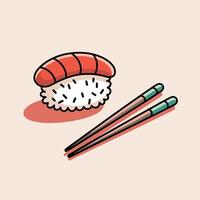 Sushi with Chopsticks vector