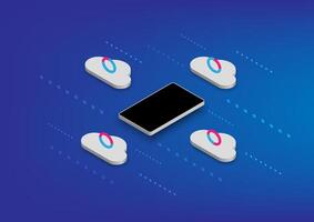 Abstract background with 3d cloud and mobilephone vector