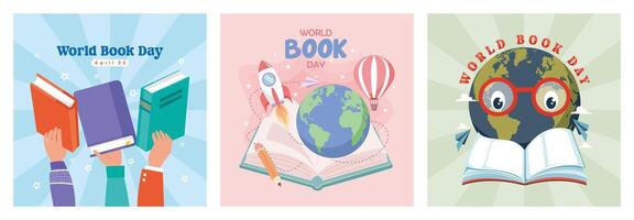 Education and knowledge concept.Open book with globe. World Book Day concept vector