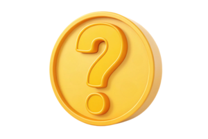 A golden question mark encased within a yellow circular border, signifying an elegant and premium representation of inquiry or guidance png