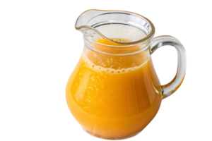 Golden-orange juice fills the glass pitcher, highlighting its frothy surface and juicy texture. A simple, satisfying portrayal of freshness png