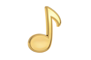 uma solteiro dourado musical Nota dentro 3d, exalando simplicidade e charme, simbolizando a testemunho do melodia png