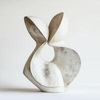 A white sculpture of two people. It is made of clay photo