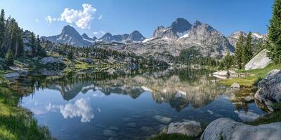 Serene Mountain Lake Reflection photo