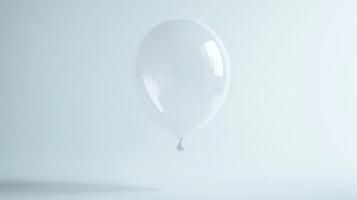 A white balloon with a silver string attached to it. The balloon is floating in the air photo