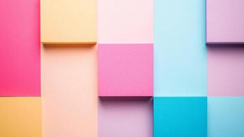 Abstract geometric background featuring vibrant pastel blocks in a modern design, perfect for creative projects and design inspiration. photo