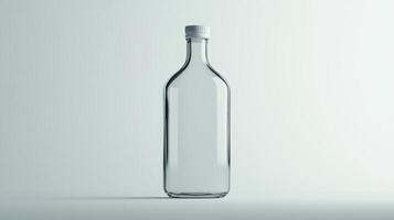 A clear bottle with a white cap. The bottle is empty photo